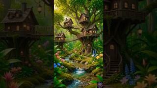 🎨🧁 Peaceful life in a miniature tree house world✨🏡🌿 #shorts #miniature #ai
