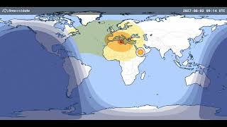 Animated August 2027 world map solar eclipse.