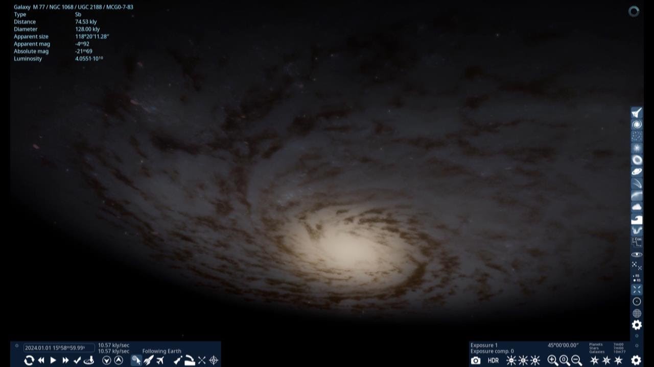(0097) From Earth to M 77 Galaxy // Imaginary intergalactic travel, Game - Space Engine