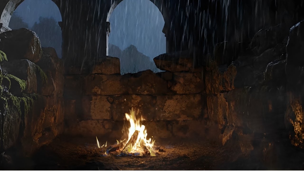 Misty Night Rain with Campfire Sounds | Sleep Better With a Cozy Campfire Tonight