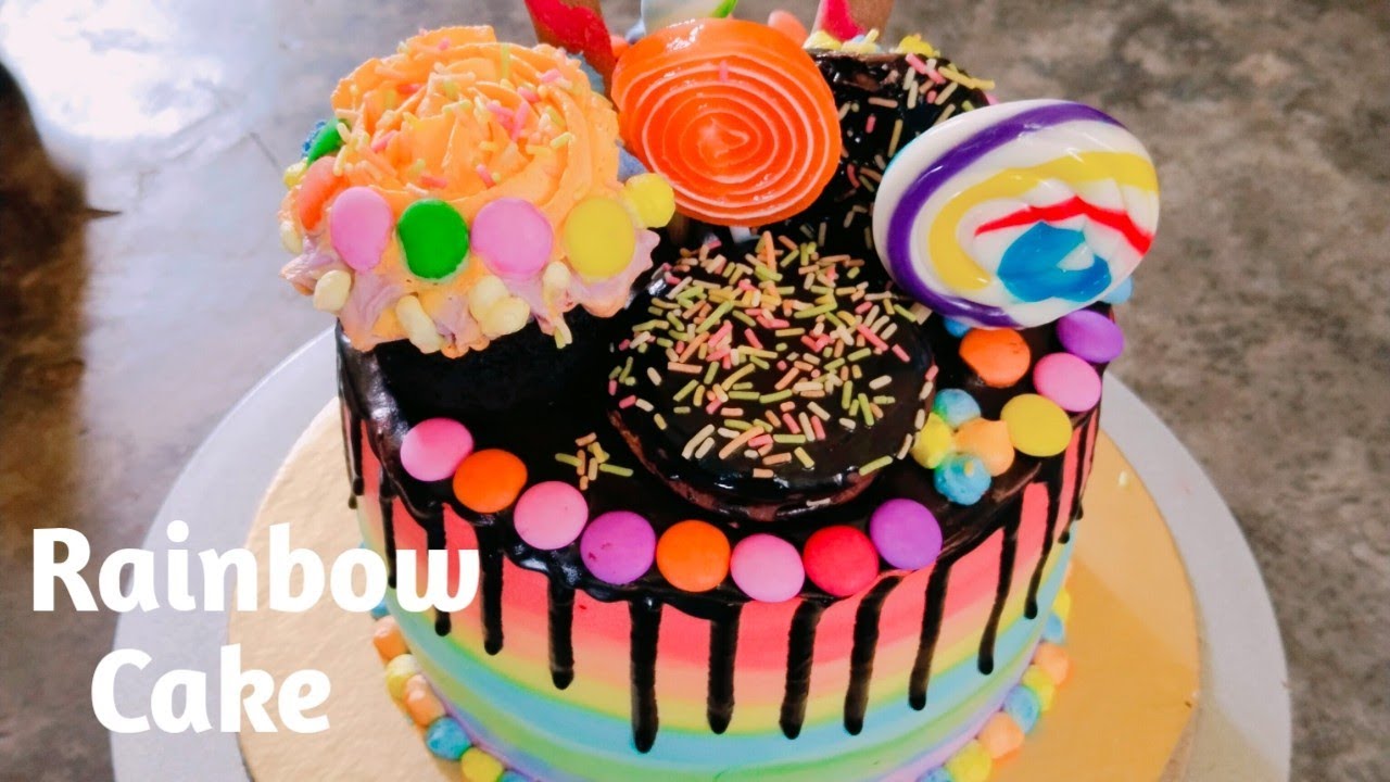 Rainbow cake design Colouring cake decorating YouTube
