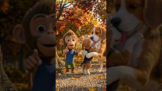 Cute Monkey Saves Lost Puppy 🐶❤️ Happy Ending #shorts