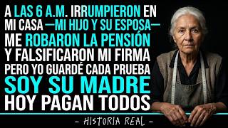 Mi hijo me robó la pensión. Su esposa falsificó mi firma. Yo soy su madre, y ya tenía pruebas.