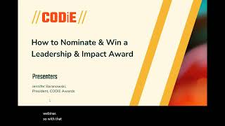 CODiE Leadership & Impact Award: How to Nominate and Win