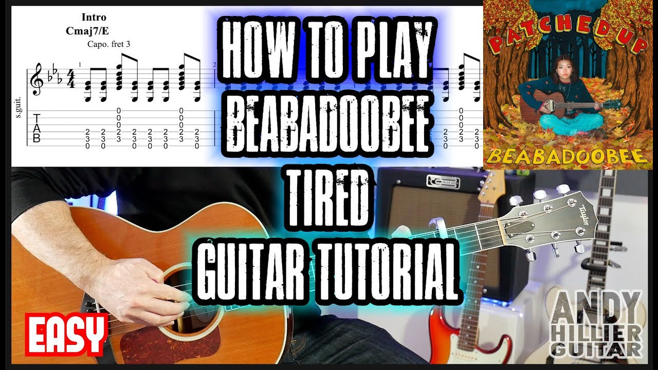 How to play Beabadoobee Tired Guitar Tutorial Lesson YouTube