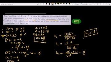 In an equilibrium , A and B are mixed in a vessel at temperature T . The initial concentration of A