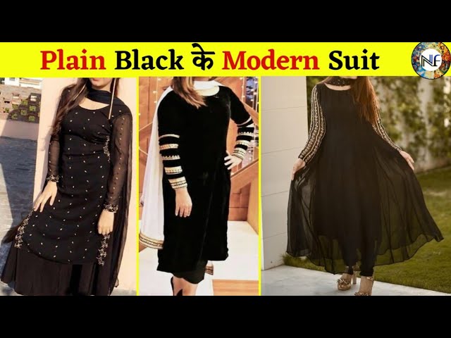 Plain black beautiful salwar suit with contrast duppata | Kurti designs  party wear, Kurti designs, Casual dress outfits