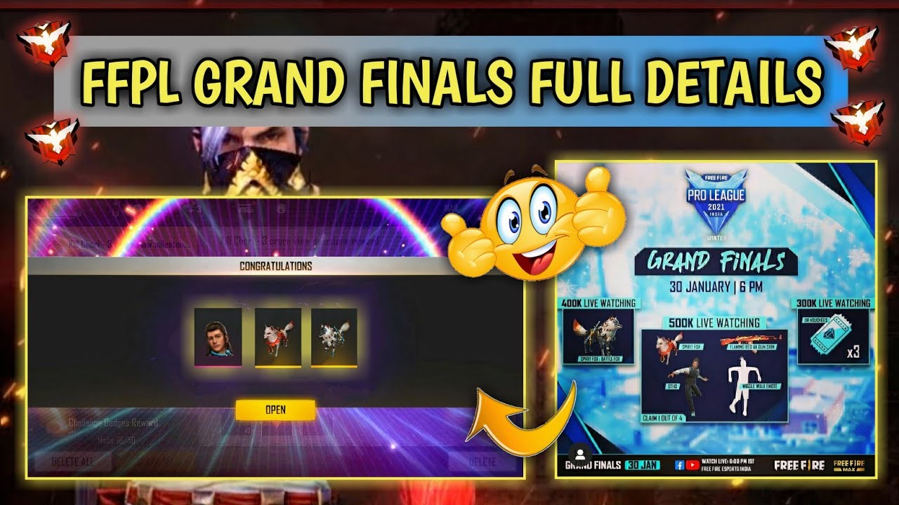 Free Fire Pro League Grand Finals Live Watching Rewards Full Details