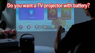 Toumei M2 TV Projector With Wifi and Bluetooth Built-In Battery for 2.2 Hours of Playtime Anywhere.