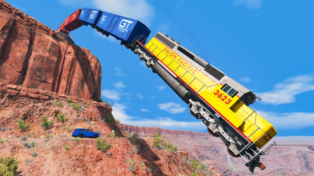 Trains vs Cliff | BeamNG.Drive