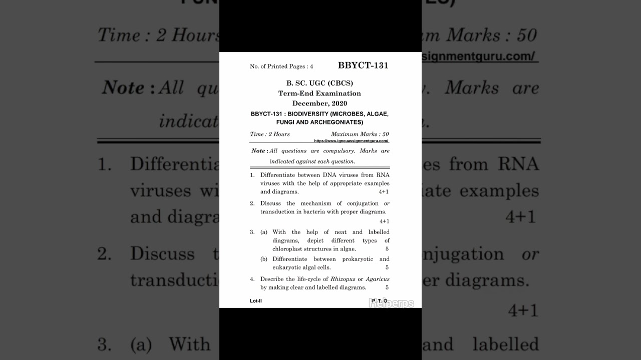 BBYCT 131  | BSC 1st year | Previous year questions | Botany Important question IGNOU