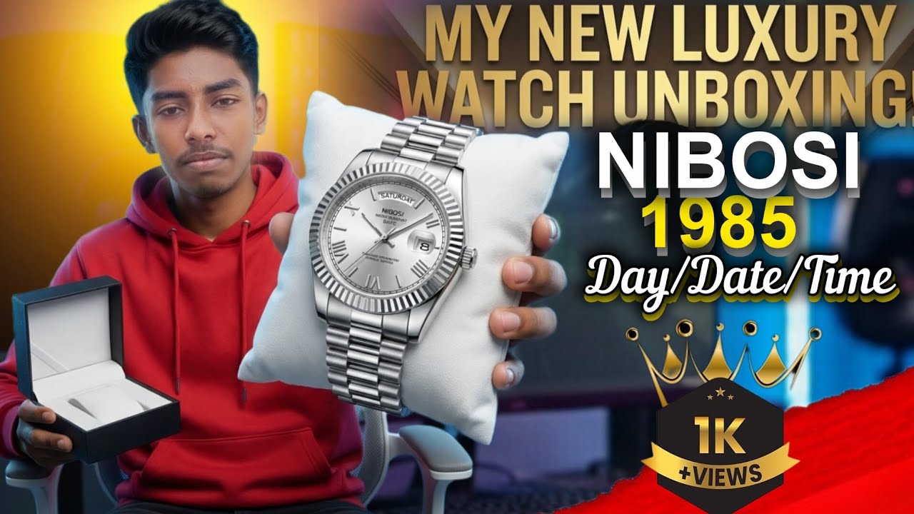 Luxury Watch Unboxing 🔥 NIBOSI 1985 Day Date Time | Budget Rolex Look | AHJ Technology.