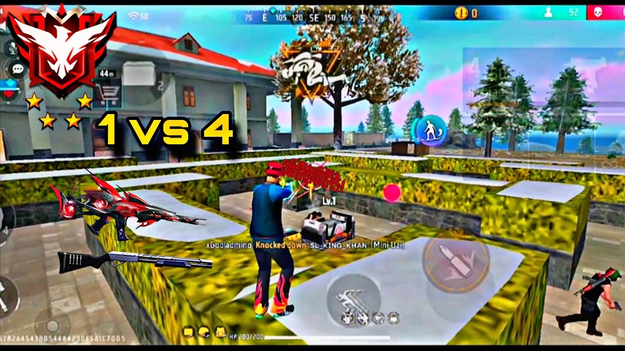 I CLEARED OUT PLAYING 💜 WITH THE SCAR AND M590 IN THIS SOLO VS SQUAD !! RANKED FREE FIRE 