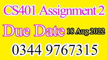 CS401 Assignment Number 2 Spring 2022 | cs401 assignment 2 solution 2022 | 03449767315