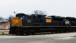PRLX 4834, an ex CSX SD70ACe, leads NS 111 in Centralia, Illinois