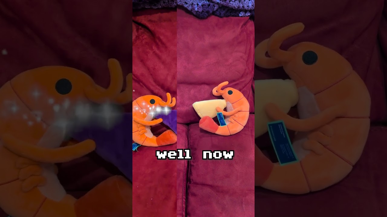 Purple Shrimpster Plushie & Yellow Shrimpster Keychain! #shrimp #plushie