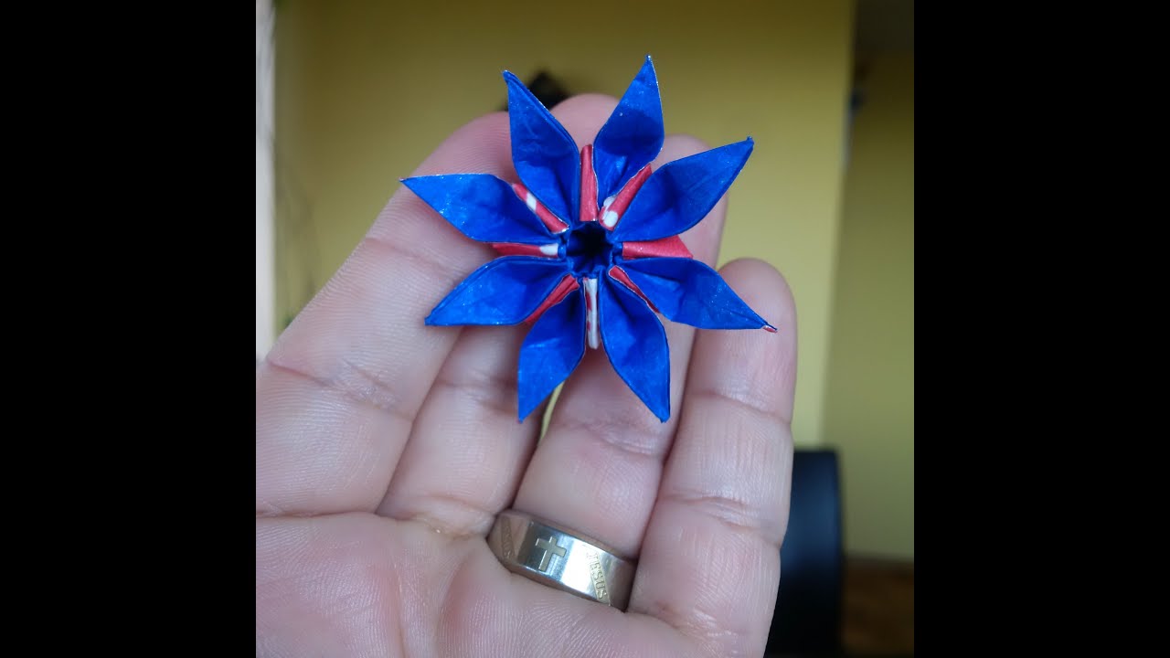 ORIGAMI How to make a flower "CLEMATIS NELLY MOSER" (15 X 15 Square