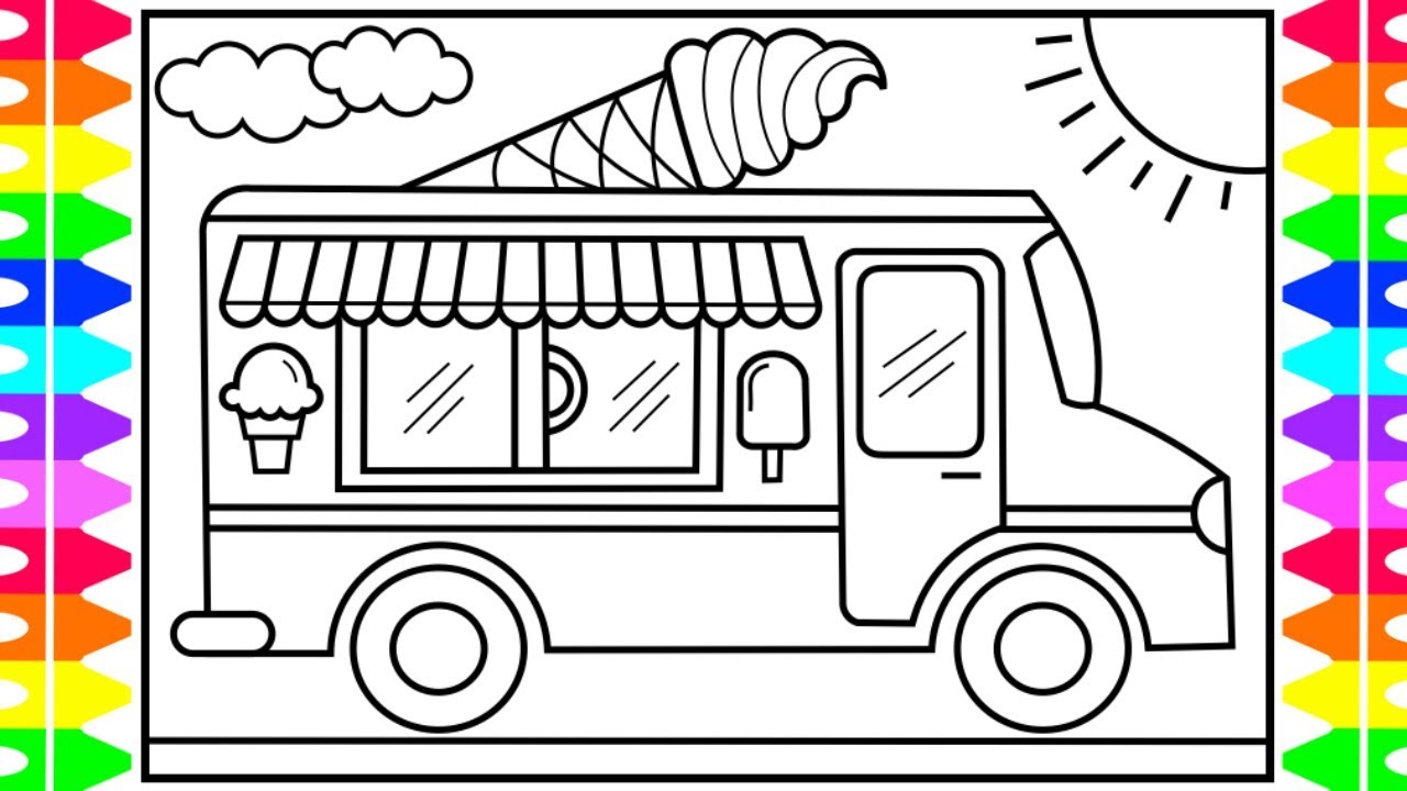 Hand drawn sketch Ice Cream Truck with yang man seller and Ice Cream cone  on top, on chalkboard Stock Vector Image & Art - Alamy