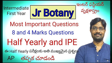 Half Yearly Syllabus Most Important 8 Marks and 4 Marks Questions list || Inter First Year Botany