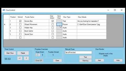ClueControl - Control Screen
