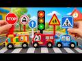 Learn Traffic Signs & Street Vehicles 🚦🚓 | Wooden Toy Cars | Preschool Toddler Learning Video