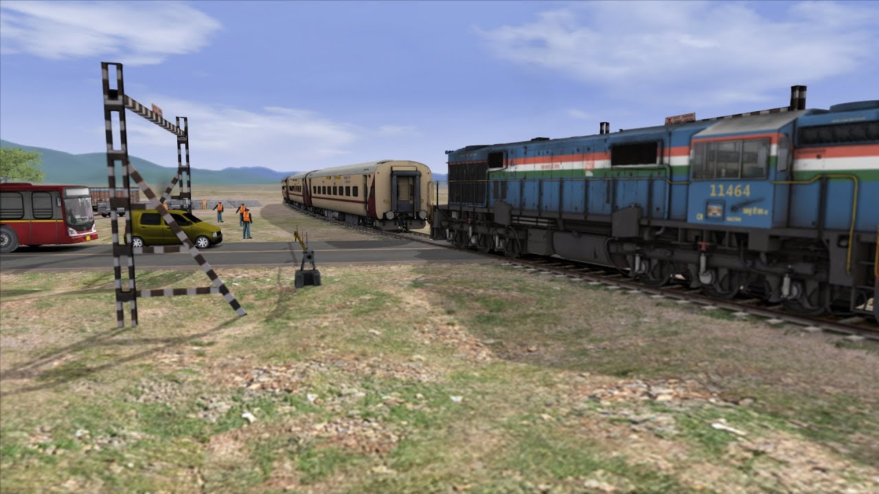 Shunting WDM3D Four 3rd AC Coaches Coupled | BUMPY RAILROAD CROSSING ...