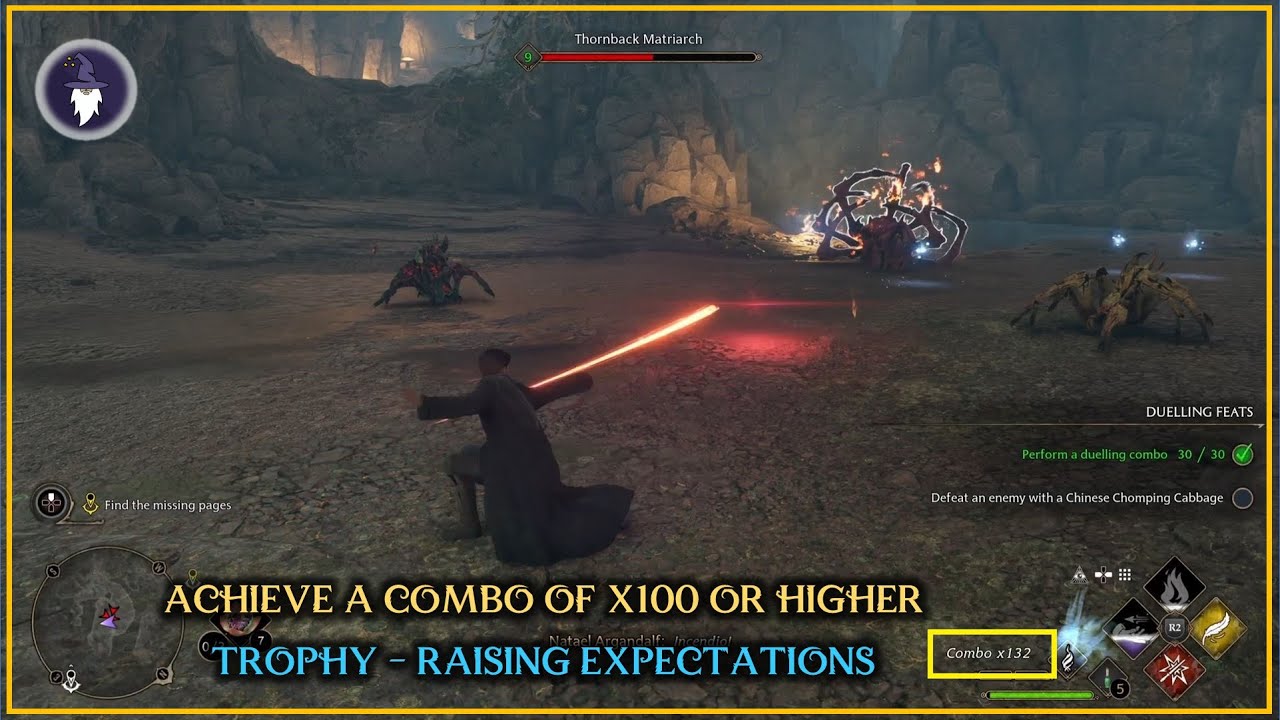 HOGWARTS LEGACY - 100+ COMBO ATTACK DURING A FIGHT - TROPHY "RAISING EXPECTATIONS"