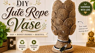 DIY Boho Jute Rope Vase Rustic Home Decor from Recycled Materials
