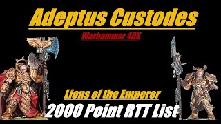 Adeptus Custodes Lions Competitive List RTT List Warhammer 40K 10th Edition