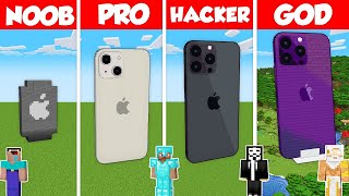 IPHONE 14 PRO MAX HOUSE BUILD CHALLENGE - Minecraft Battle: NOOB vs PRO vs HACKER vs GOD / Animation