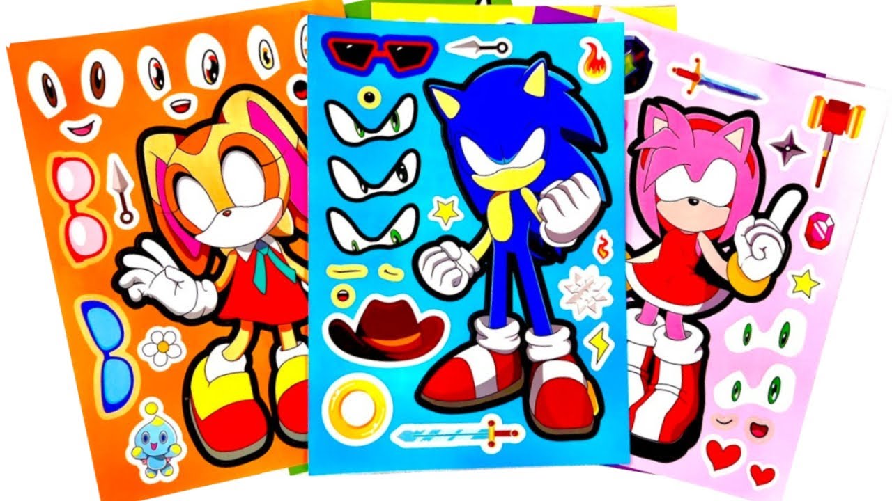 [ToyASMR] Decorate with Sticker Book Sonic (Amy Rose, Tails, Knuckles ...
