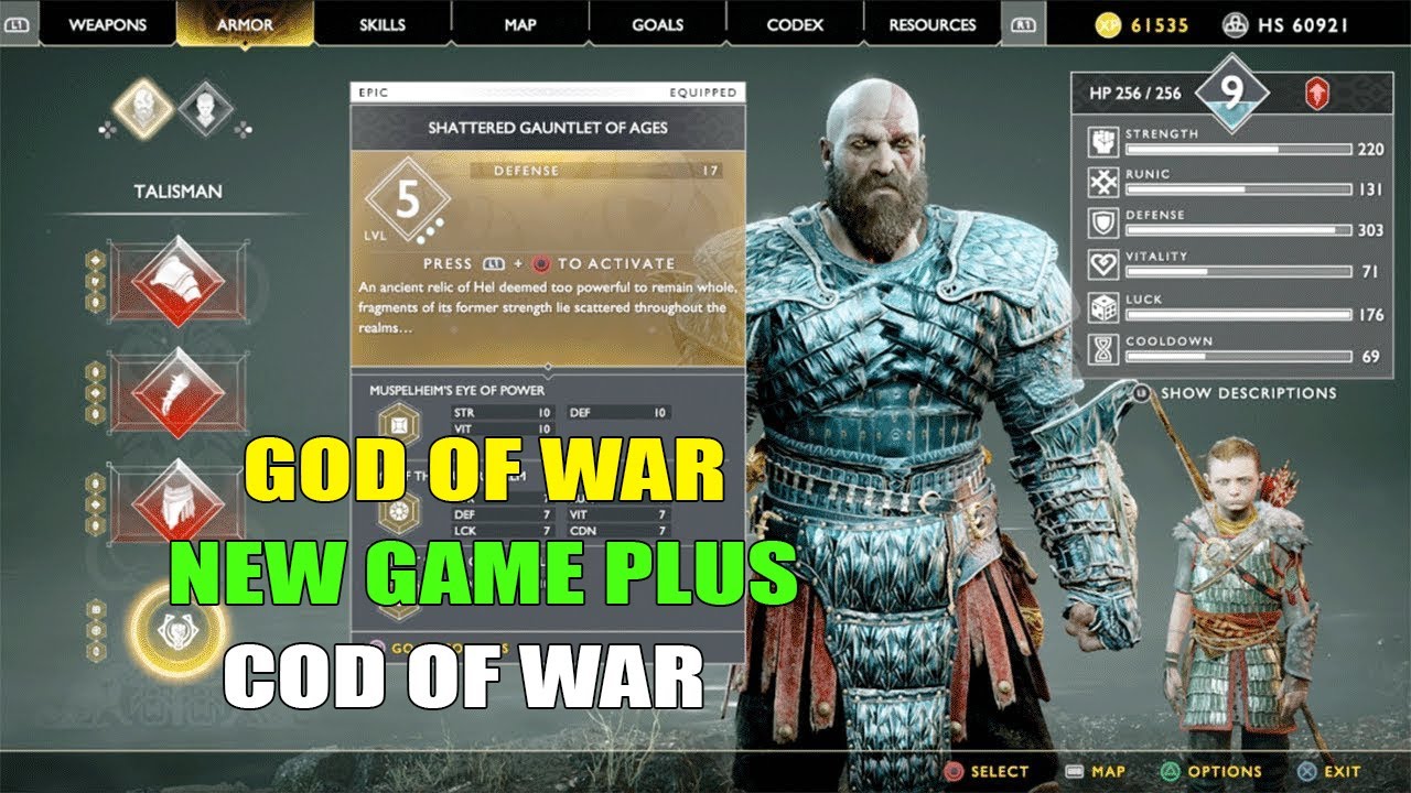 tumor Médico lente God Of War PS4 - New Game Plus Mode New( Chest Armor Waist Armor Wrist  Armor) - COD OF WAR Suit - YouTube