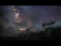 Архыз Гора София в облаках под звездным небом Таймлапс со звездами