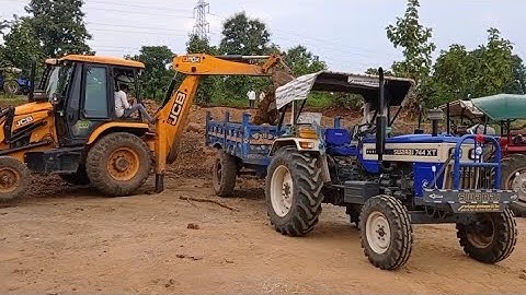 jcb 3dx work with swaraj tractors - swaraj 744 fe - swaraj 744 xt 5 ⭐ - jcb 3dx - tractor videos