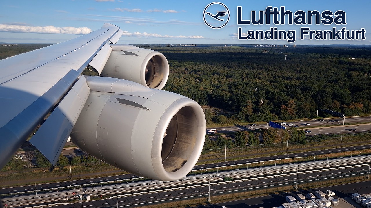 ENGINE VIEW! Lufthansa Boeing 747-8 ✈ Landing Frankfurt