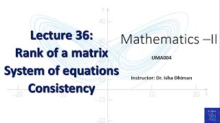 Lecture 36 Rank of a matrix, System of equations- Consistency and Inconsistency