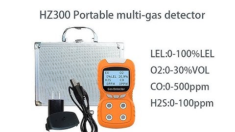 HZ300 4 In 1 Gas Detector , Portable Multi Gas With USB Charger Port