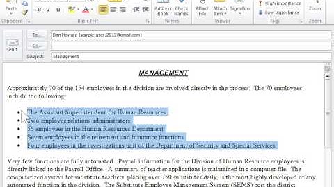 Outlook 2010 Use Keyboard Shortcuts when Applying Paragraph Formatting