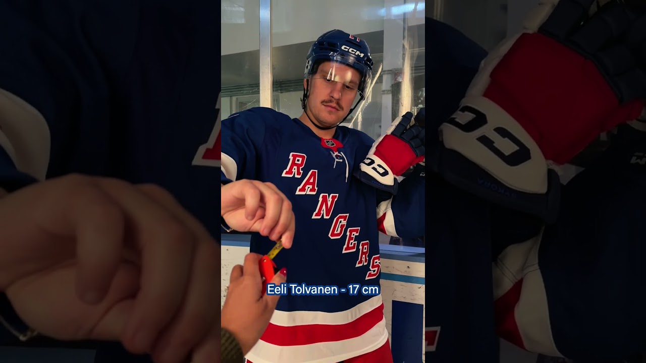 A game of inches ... or centimeters 😂📏 #nyr #challenge #hockey