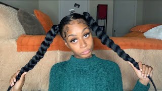 Two JUMBO BRAIDS w/ weave | Most Natural Looking Method