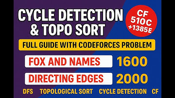 Cycle Detection for All Graph (directed+ undirected)+Topological Sort+CF Problem Solved Step-by-Step