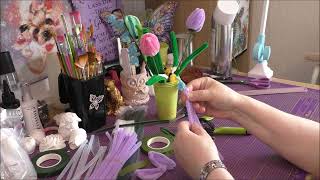 Tulpen aus Pfeifenreiniger Chenilledraht Pipe cleaner flowers