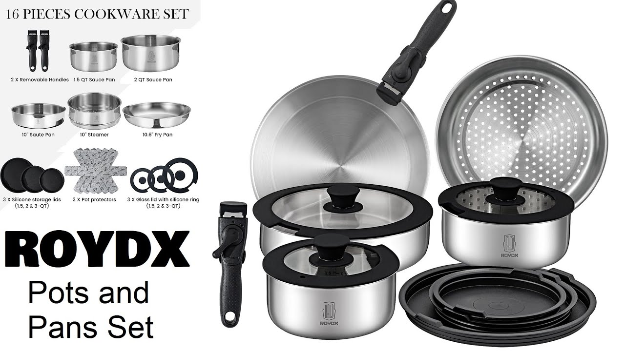  ROYDX Black Detachable Handle for Stainless Steel Pots