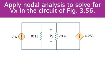 Apply nodal analysis to solve for Vx in the circuit of Fig. 3.56.