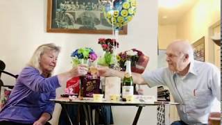 A toast to my mom's 92nd birthday with me and my dad