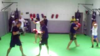 MMA Fighter Training @ FTCC Hybrid Thai Pad Combo Drills - James Cook