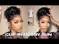 HOW TO: HIGH MESSY BUN W/ CLIP-IN EXTENSIONS | KEE&#39;ANAAMARI