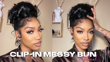 HOW TO: HIGH MESSY BUN W/ CLIP-IN EXTENSIONS | KEE
