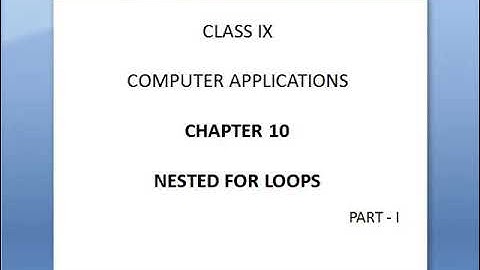 👆Class IX Sub : Computer Applications.Chapter10 Nested For Loops (Part1) Revision. Teacher:Roselin
