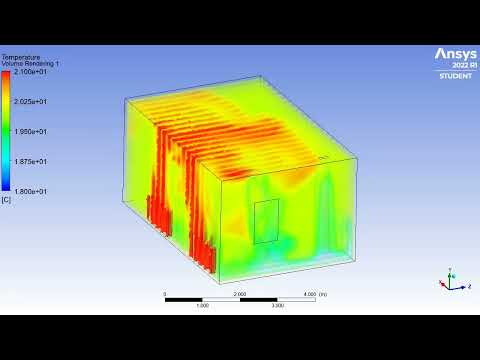Ansys CFX- Winter Office Simulation: Volume Rendering for Temperature (260s)